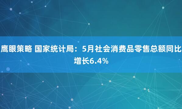 鹰眼策略 国家统计局：5月社会消费品零售总额同比增长6.4%