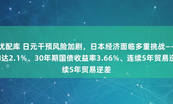 优配库 日元干预风险加剧，日本经济面临多重挑战——CPI达2.1%、30年期国债收益率3.66%、连续5年贸易逆差